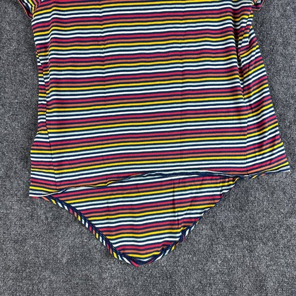 Madewell Top Womens Small  Knot Front Tee Short Sleeve Rainbow Stripe Cotton - Picture 5 of 5